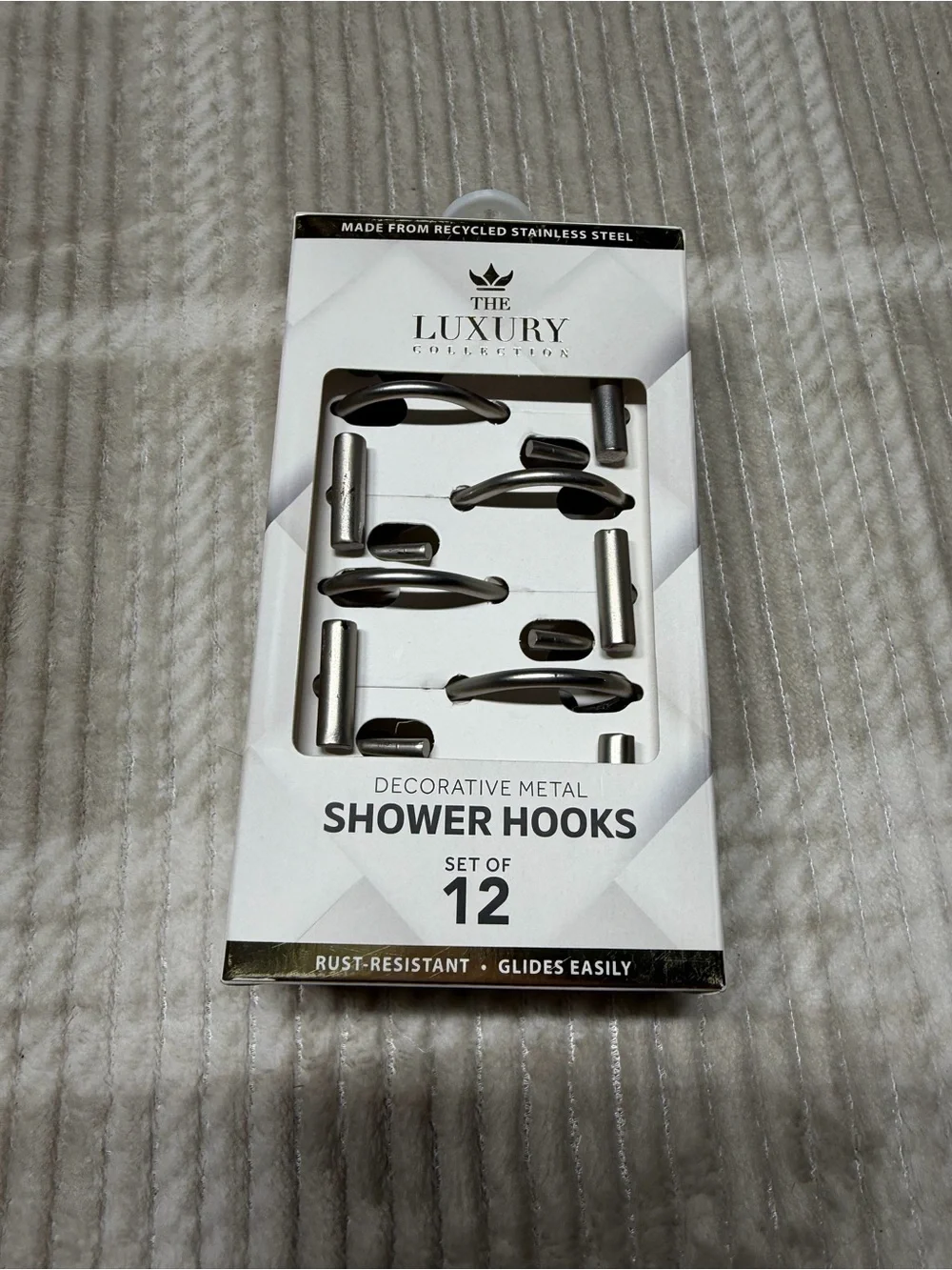 Silver Decorative Metal Shower Hooks - Set of 12